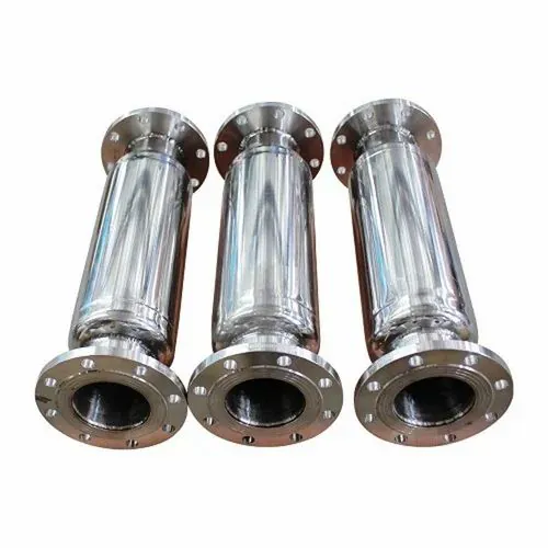 Three stainless steel flanged inline ScaleOff water treatment units